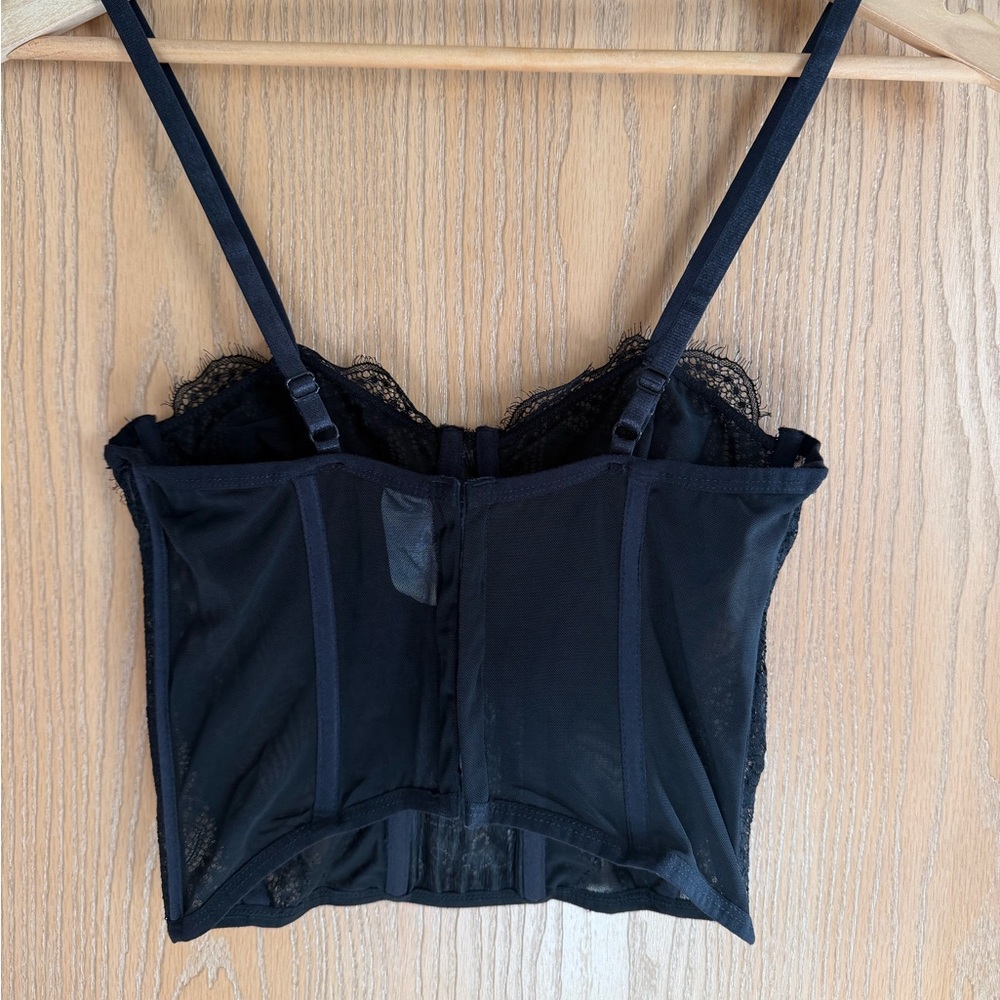 KATHY Vintage-Inspired Whimisgoth Feminine Edgy Glam Black Lace Corset Top Sz M - Picture 10 of 16